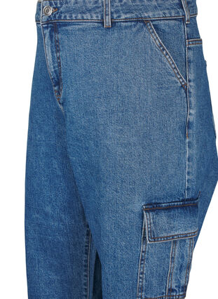 ZizziCargo-Jeans mit hoher Taille, Blue Denim, Packshot image number 2