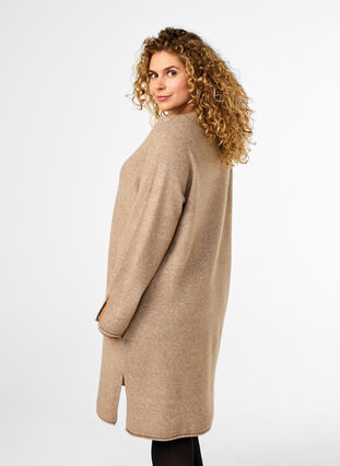 ZizziStrickkleid mit Rundhalsausschnitt und Schlitz, Desert Taupe Mel., Model image number 1