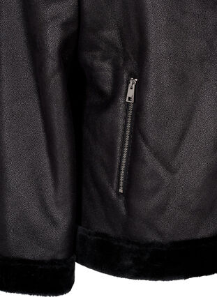 ZizziPilotenjacke aus Kunstleder, Black, Packshot image number 2