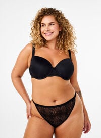 G-String mit Spitze und elastischer Taille, Black, Model