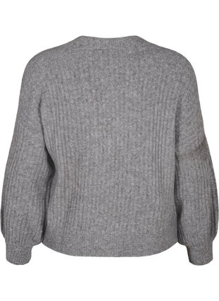 ZizziMelange-Strickjacke aus Feinripp, Light Grey Melange, Packshot image number 1