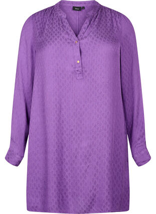 ZizziViskose Tunika mit Ton-in-Ton-Muster, Lavender Violet, Packshot image number 0