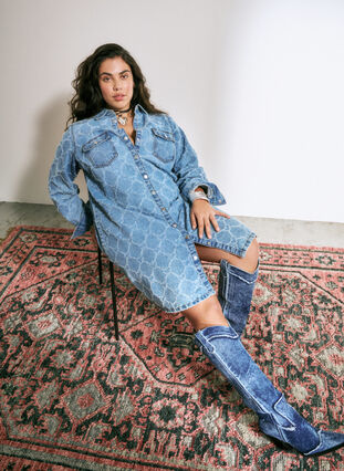 Zizzi Jeanskleid in Destroyed-Muster, Blue Denim, Image image number 0