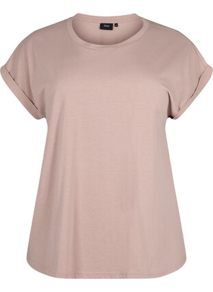 Zizzi Kurzärmeliges T-Shirt aus einer Baumwollmischung, Desert Khaki, Packshot image number 0