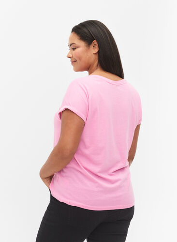Zizzi Kurzärmeliges T-Shirt aus einer Baumwollmischung, Rosebloom, Model image number 1