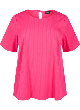 Zizzi Kurzärmelige Bluse aus Viskose mit Schleifen, Bright Rose, Packshot image number 0