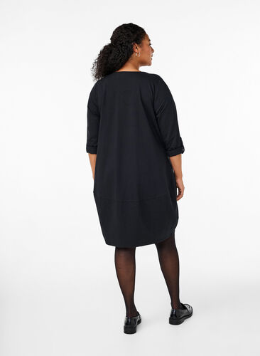 ZizziBaumwollkleid mit Ballon-Passform, Black, Model image number 1