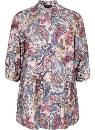 ZizziViskose-Tunika mit Paisley-Print und 3/4-Ärmeln, Sand Do. Paisley AOP, Packshot image number 0