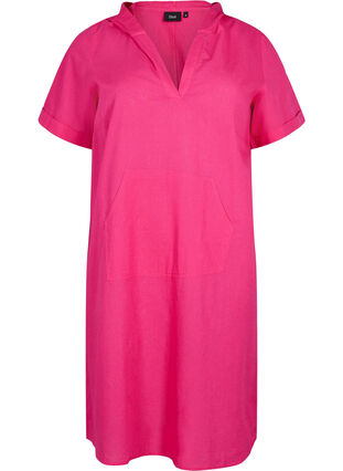 Zizzi Kurzärmeliges Kleid mit Kapuze, Beetroot Purple, Packshot image number 0