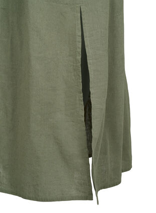 ZizziÄrmelloses Kleid aus Baumwollmischung mit Leinen, Deep Lichen Green, Packshot image number 3