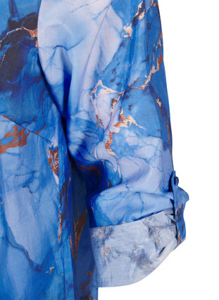 ZizziHemdkleid aus Viskose mit Marmordruck, Palace Blue AOP, Packshot image number 3