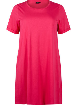 Zizzi T-Shirt-Kleid aus Baumwolle, Bright Rose, Packshot image number 0
