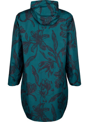 ZizziRegenjacke mit Druck, Deep Teal Black, Packshot image number 1