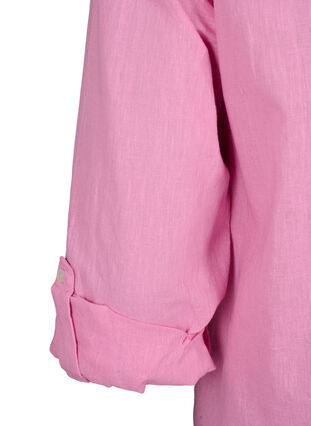 Zizzi Hemdbluse mit Knopfverschluss aus Baumwoll-/Leinengemisch, Rosebloom, Packshot image number 4