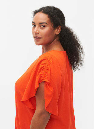 ZizziKurzärmelige Bluse mit Falten, Orange.com, Model image number 2