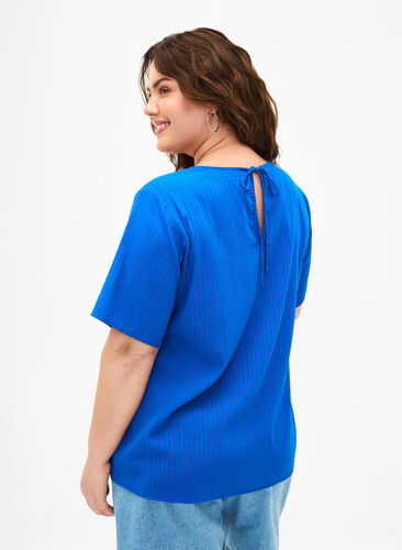 Zizzi Kurzärmelige Bluse aus Viskose mit Schleifen, Princess Blue, Model image number 1