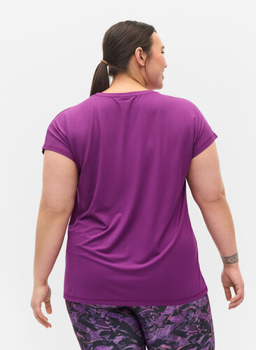 Zizzi Einfarbiges Trainings-T-Shirt, Grape Juice, Model image number 1