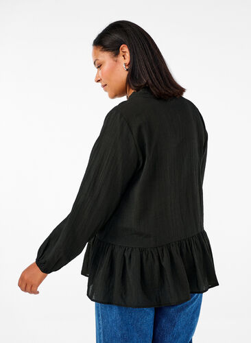 Zizzi Viskosebluse mit Schößchen, Black, Model image number 1