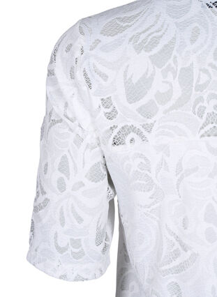 ZizziBluse mit Spitze und kurzen Ärmeln, Bright White, Packshot image number 3