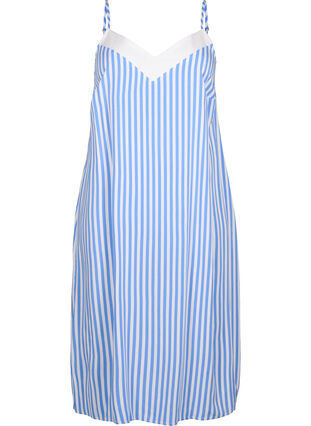 Zizzi FLASH – Gestreiftes Trägerkleid aus Viskose, L. Blue White Stripe, Packshot image number 0