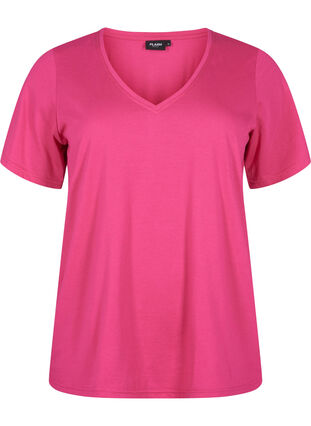Zizzi FLASH - T-Shirt mit V-Ausschnitt, Raspberry Rose, Packshot image number 0