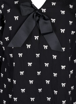 ZizziBluse mit Schleifen und 3/4-Ärmeln, Black White Bow, Packshot image number 2