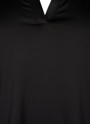 Zizzi Polo-T-Shirt mit V-Ausschnitt, Black, Packshot image number 2