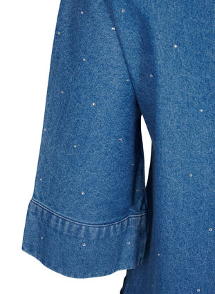 ZizziJeanshemd mit Strass-Steinchen und 3/4 Ärmeln, Bl. Denim Rhinestone, Packshot image number 3