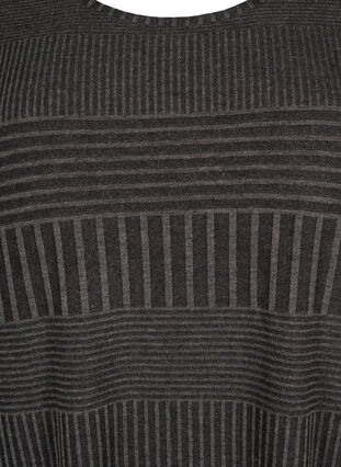 Zizzi Kleid mit 3/4-Ärmeln und Streifenmuster, Dark Grey Mélange, Packshot image number 2