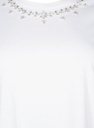 ZizziT-Shirt mit Rundhalsausschnitt und Strasssteinen, Bright White, Packshot image number 2