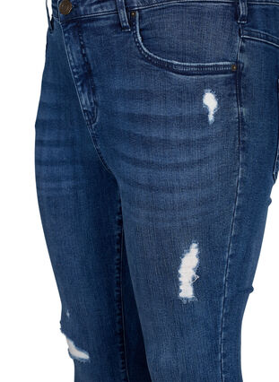 ZizziSuper-Slim Amy Jeans mit Abnutzungsdetails, Blue Denim, Packshot image number 2