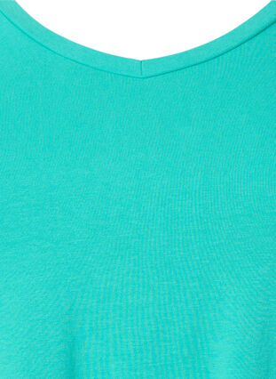 ZizziUnifarbenes Basic-T-Shirt aus Baumwolle, Aqua Green, Packshot image number 2