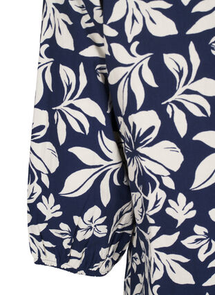 ZizziBaumwollbluse mit 3/4-Ärmeln und Print, Naval Academy Flower, Packshot image number 3