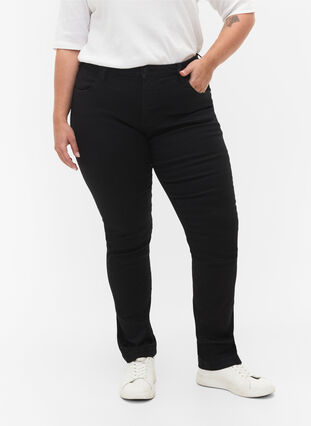 ZizziSchmale Passform Emily Jeans mit normaler Taille, Black, Model image number 3