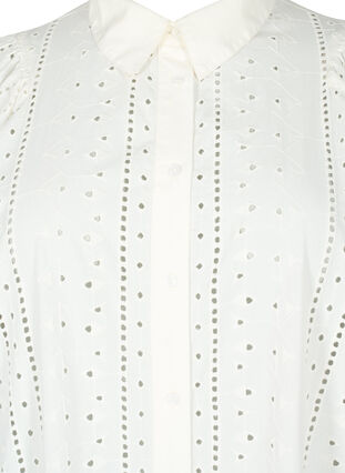 Hemdkleid aus Baumwolle mit Lochstickerei, Off White, Packshot image number 2