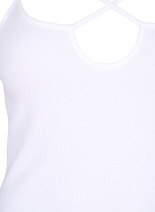 Zizzi Ripp-Top aus Bio-Baumwolle mit Kreuzdetail, Bright White, Packshot image number 2