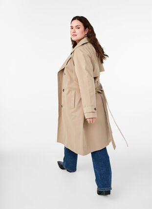 ZizziKlassischer langer Trenchcoat mit Gürtel, Chinchilla, Model image number 2