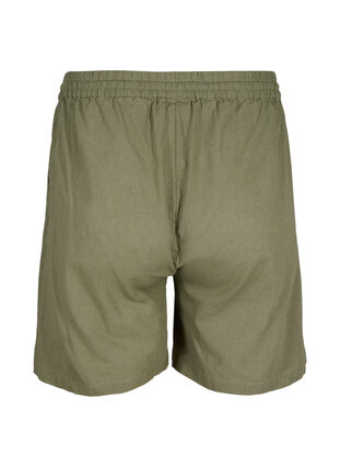 Weite kurze Hosen aus Baumwoll-Leinen-Mischgewebe, Deep Lichen Green, Packshot image number 1