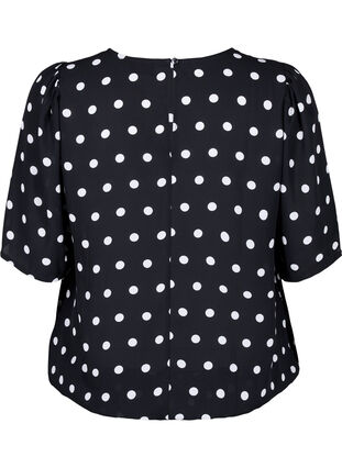 ZizziGepunktete Bluse mit kurzen Ärmeln, Black W. White Dot, Packshot image number 1