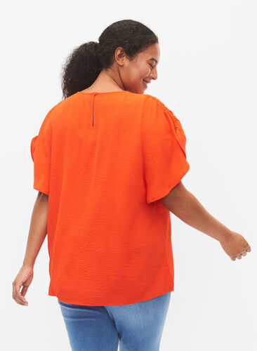 ZizziKurzärmelige Bluse mit Falten, Orange.com, Model image number 1