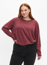 Melange Bluse mit rund um den Neck und langen Ärmel, Dry Rose, Model