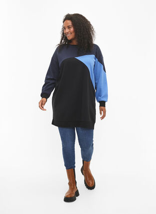 ZizziLanger Pullover mit Farbblock-Muster, Night S. Color Block, Model image number 2