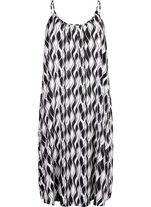 Zizzi Trägerkleid aus Viskose mit Print, Black Swirl AOP, Packshot image number 0