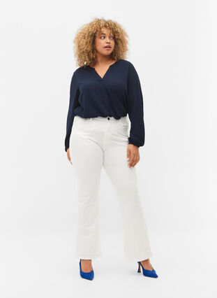 ZizziEllen Bootcut-Jeans mit hoher Taille., White, Model image number 0