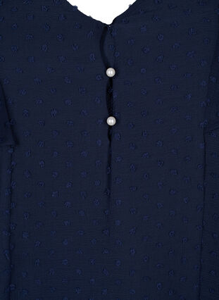 Zizzi Bluse mit gepunkteter Struktur und kurzen Ärmeln, Navy Blazer, Packshot image number 2