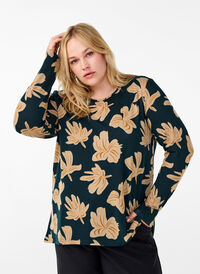  Bluse mit Blumenmuster und langen Ärmeln, Scarab Big FlowerAOP, Model