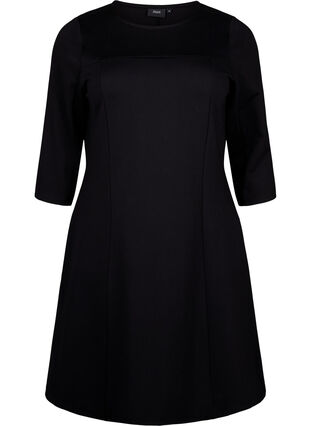 ZizziA-förmiges Kleid mit 3/4-Ärmeln, Black, Packshot image number 0