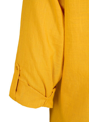 ZizziHemdbluse aus Baumwolle mit V-Ausschnitt, Golden Yellow, Packshot image number 3