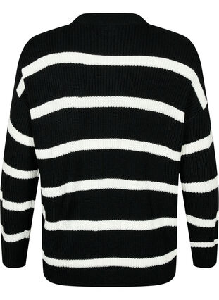 ZizziFLASH – Strickpullover mit Streifen, Black/White Stripe, Packshot image number 1