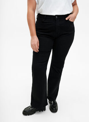 ZizziEllen Bootcut-Jeans mit hoher Taille., Black, Model image number 2